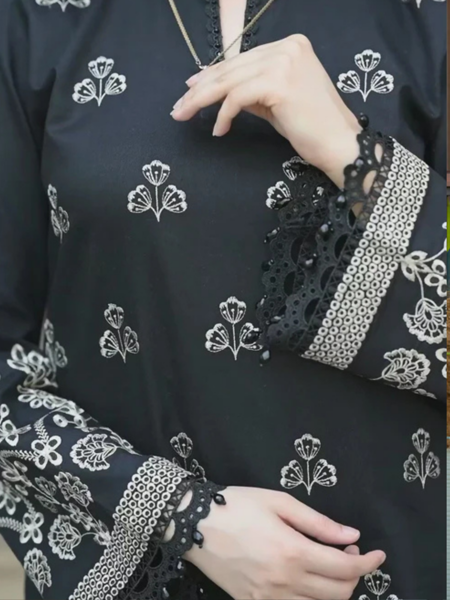 Tawakal Closet Cotton Embroidered Stitched 3-Piece Suit-Black