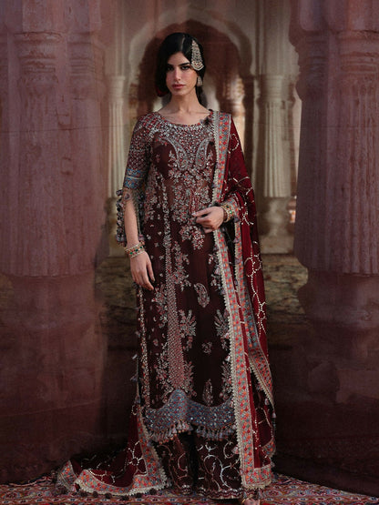 Hussain Rehar Festive Unstitched'26 Chiffon Embroidered 3-Piece Suit-Apsara