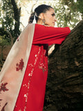 Hemstitch Lawn Embroidered Stitched 3-Piece Suit-Midnight Rose