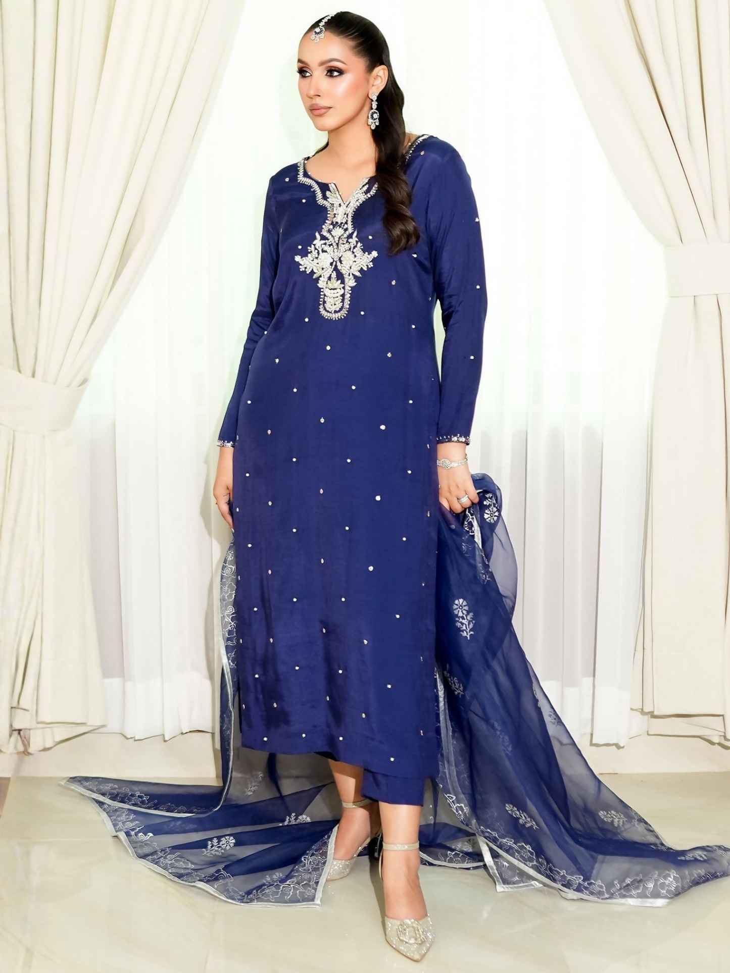 Allure By IH Fashion Calling Raw Silk Embellished Stitched 3-Piece Suit-Alba
