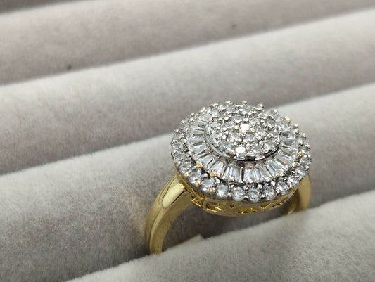 H&A Jewellery 18K Gold Polished Zircon Diamond Cluster Ring