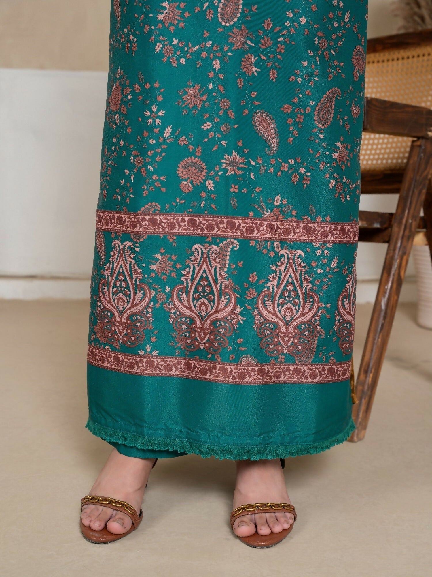 Stylish Collection Amaya Pret Silk Grip Printed Stitched 2-Piece Suit-Morni Green