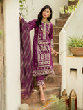 Panache Apparel Chambray Katan Embroidered Stitched Suit-Sangria