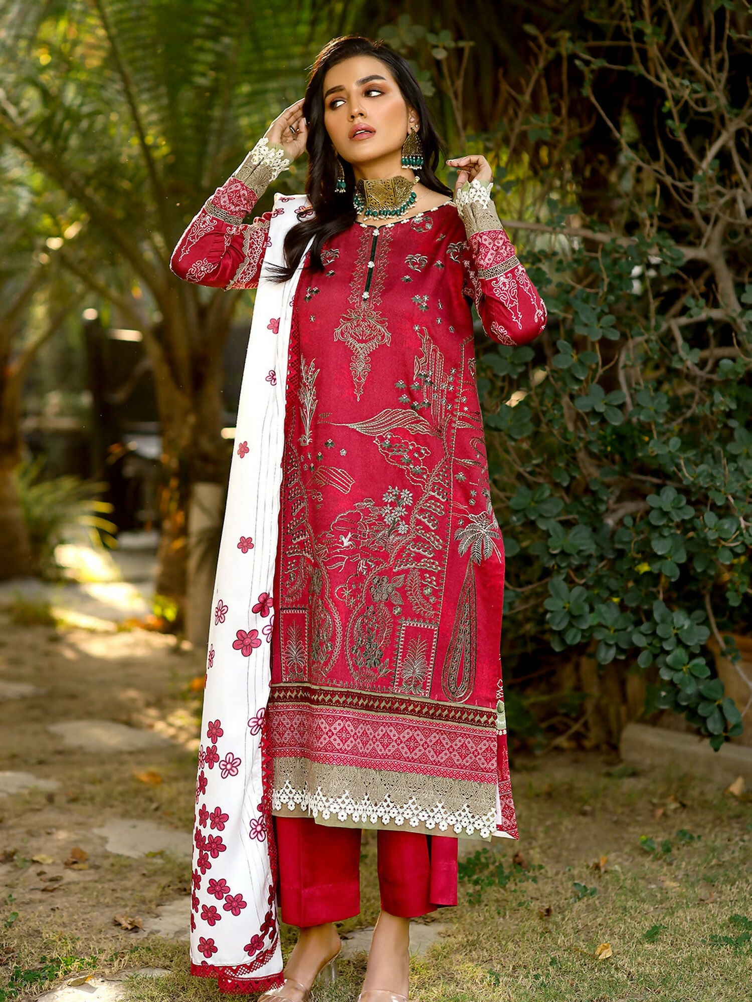 Binilyas Kotail Embroidered Unstitched 3-Piece Suit-766-B