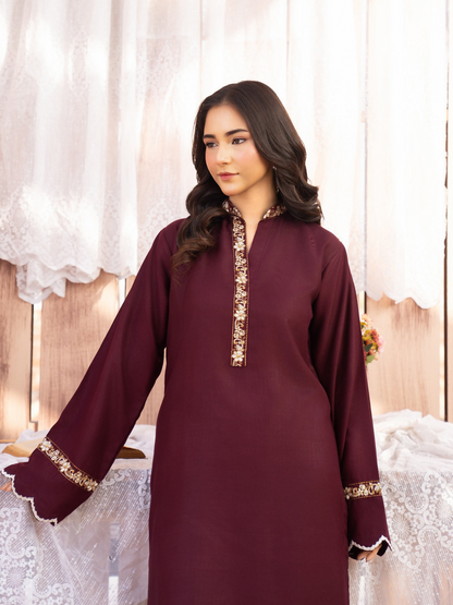 Panache Apparel Winter Core Khaddar Embroidered Stitched Suit-Flake