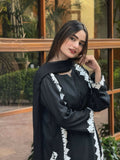Tawakal Closet Linen Embroidered Stitched 3-Piece Suit-Blackish