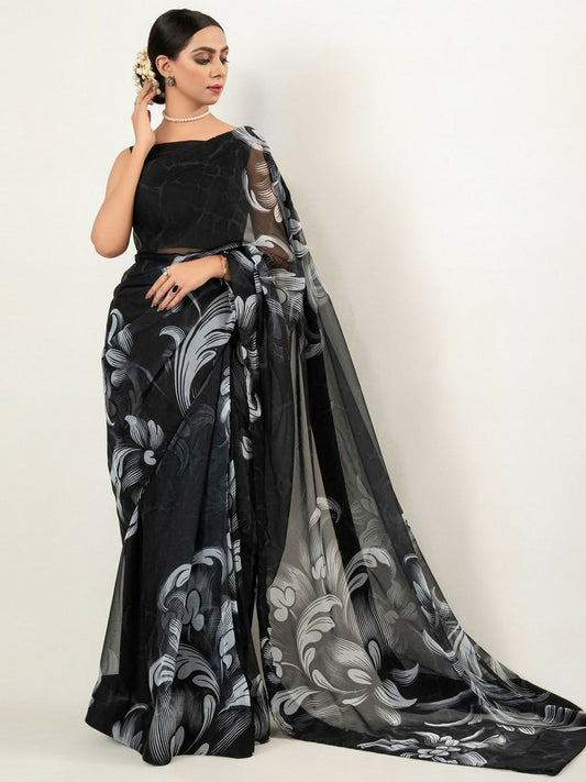 Imran Aftab Chiffon Printed Stitched Saree-IASC 01