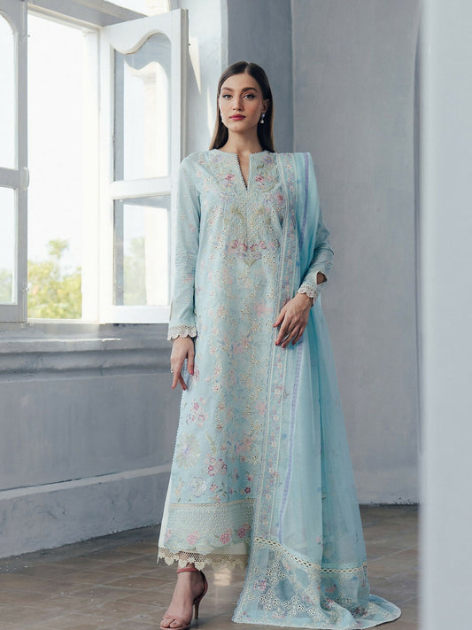 Afrozeh Day Break'26 Lawn Embroidered Unstitched 3-Piece Suit-Dawnfall