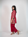 HU Studios Karam Collection Lawn Embroidered Stitched 2-Piece Suit-Red