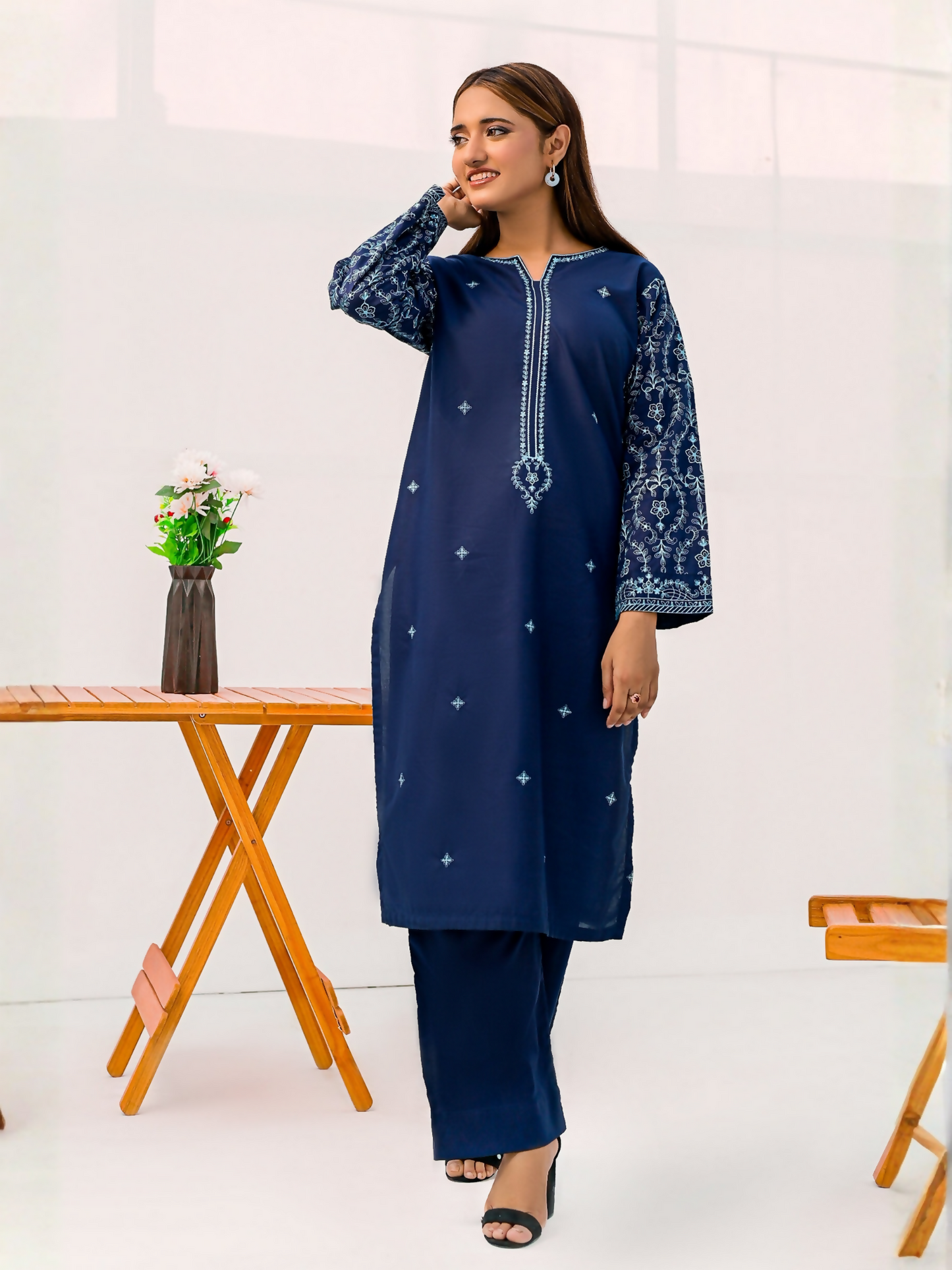 MAK Fashion Lawn Embroidered Stitched 3-Piece Suit-Elara