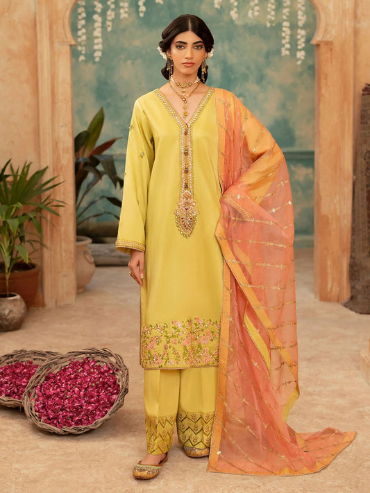 Shurooq Kanpur 1912 Silk Embellished Stitched 3-Piece Suit-Kaiserbagh