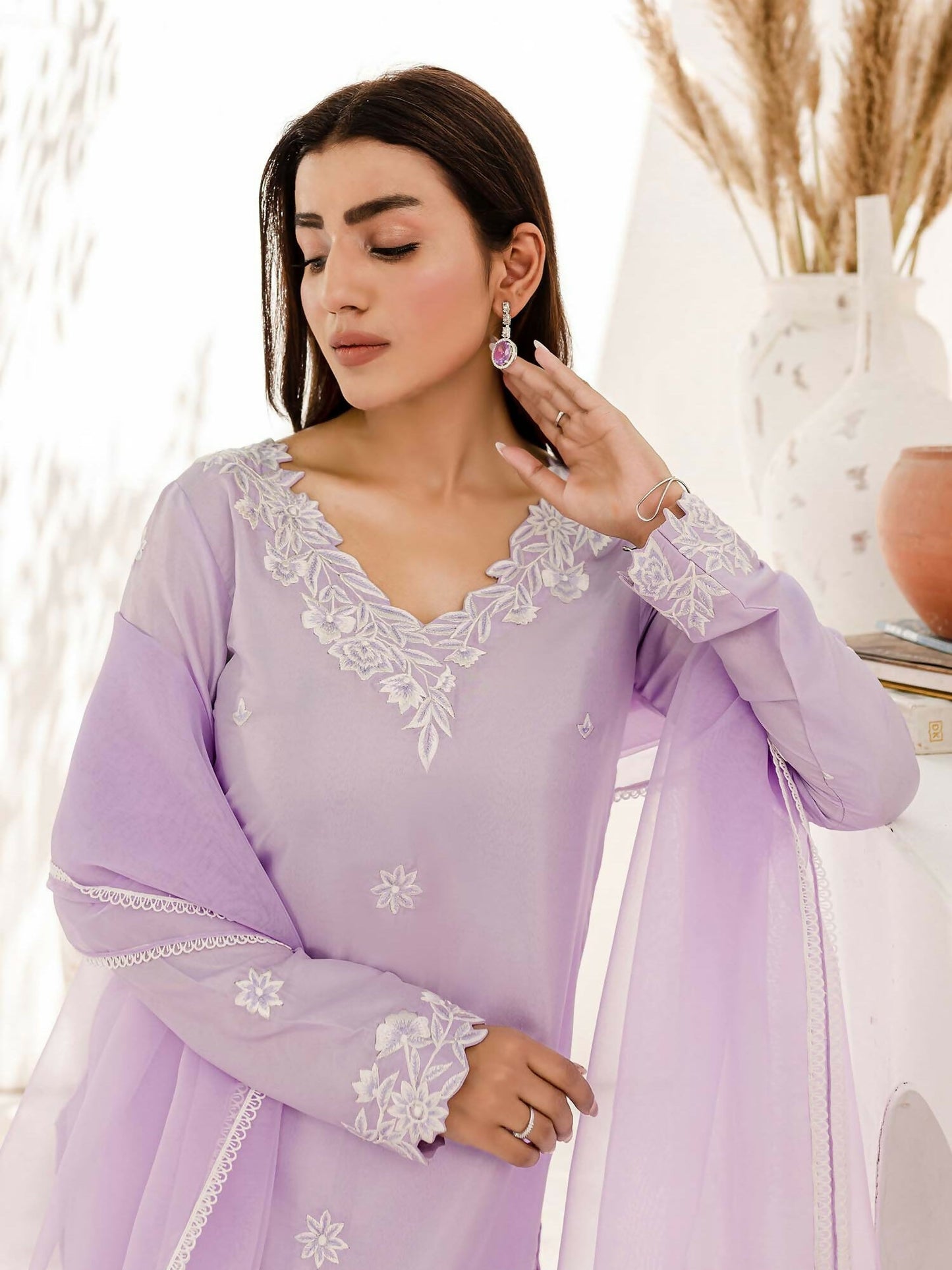Allure By IH Katan Silk Embroidered Stitched 3-Piece Suit-Anasia