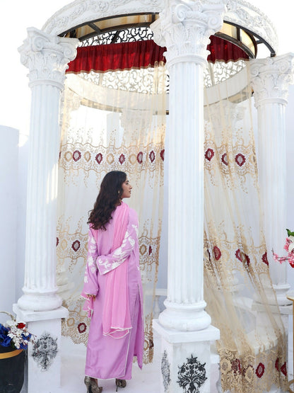 RB Pret & Couture Linen Embroidered Stitched 3-Piece Suit-03