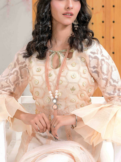 Ruby's Couture Ashiyana Organza & Cotton Net Embellished Lehenga-Nikhar