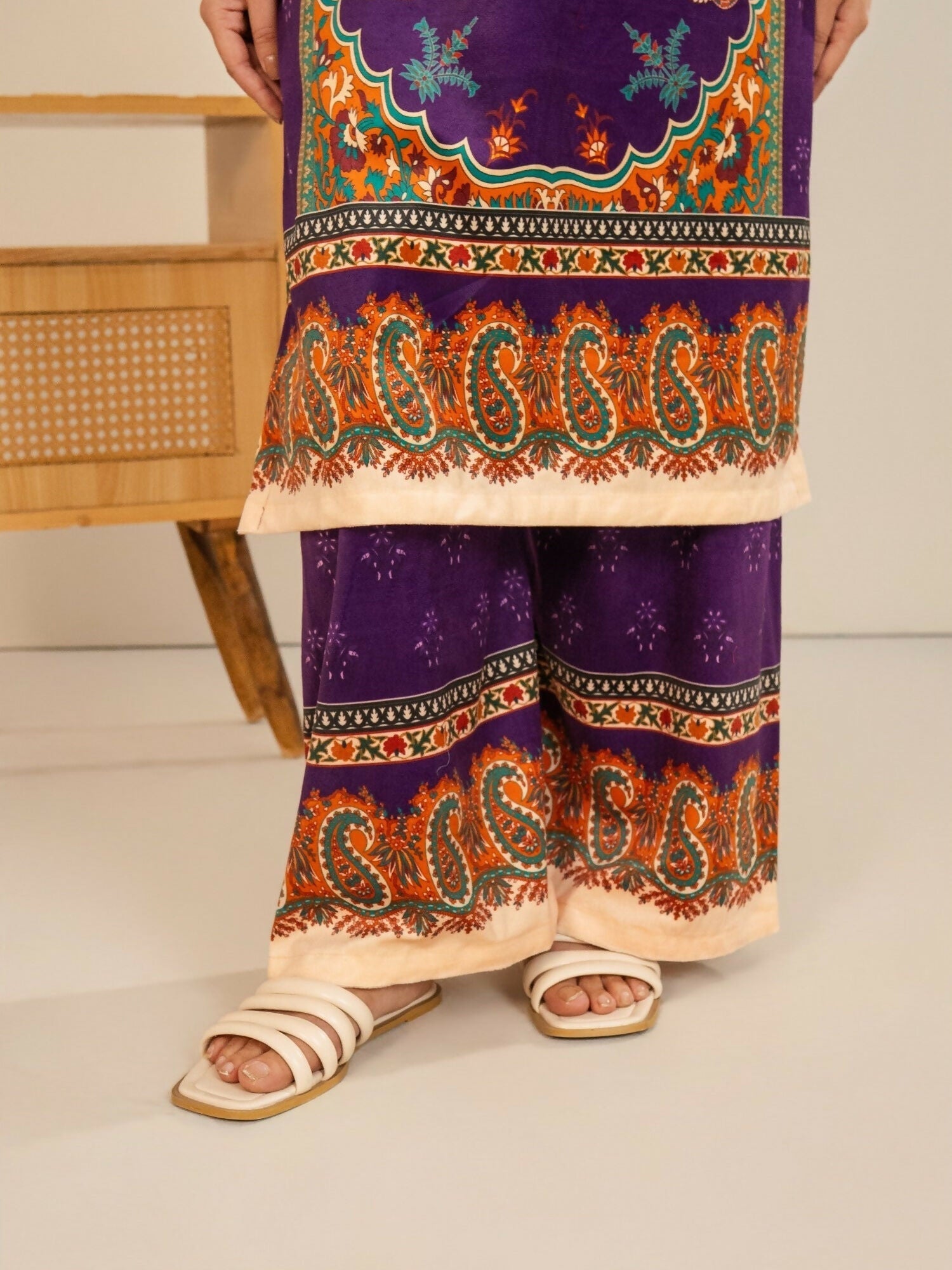 Stylish Collection Velvet Vogue Printed Co-Ord Set-Purple Pretty