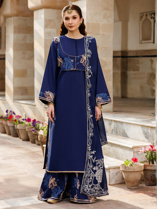 Blue Panache Apparel Noor Mahal Cotton Printed Stitched Suit-Nayirah