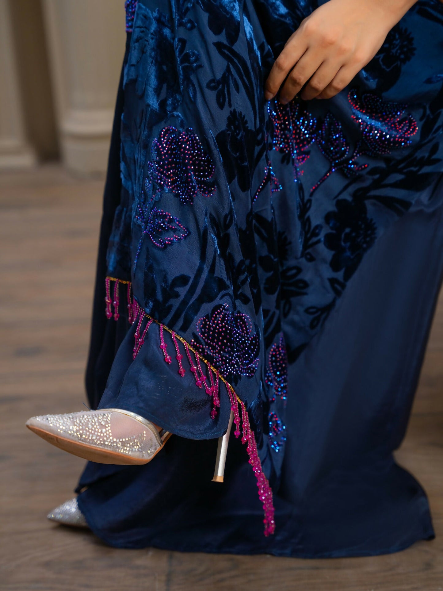 Noori Palachi Embossed Printed With Stone Work Unstitched 3-Piece Suit