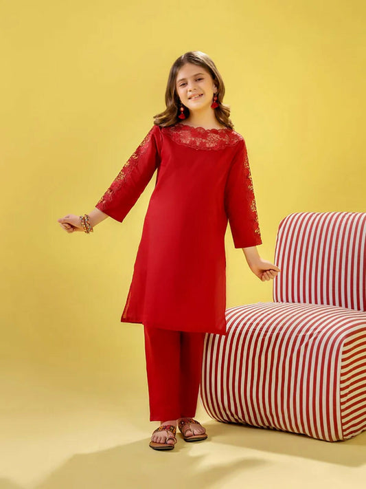 Velvour Girls Embroidered Stitched 2-Piece-Suit-VG154-A