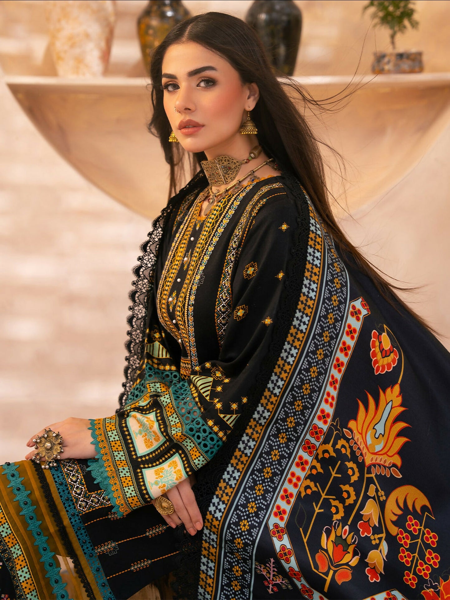 Binilyas Kotrai Embroidered Unstitched 3-Piece Suit-792-A