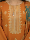 Tawakal Closet Dhanak Embroidered Stitched 3-Piece Suit-Golden Grace