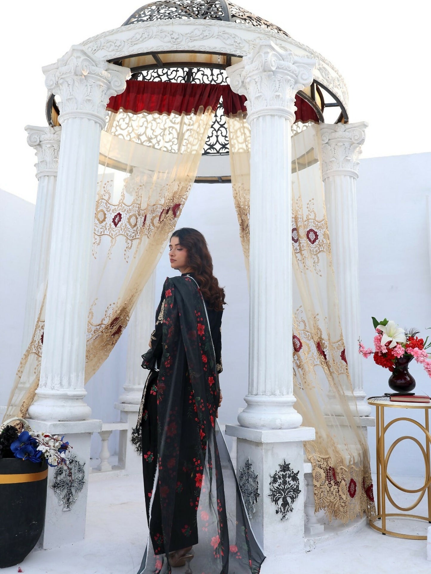 RB Pret & Couture Linen Embroidered Stitched 3-Piece Suit-06