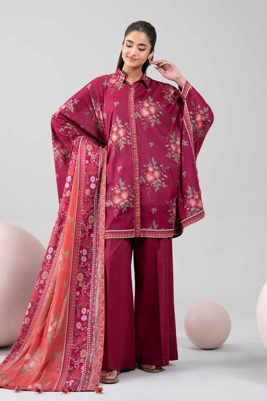 Magenta- Nishat Lawn Printed Unstitched 3-Piece Suit-42602353