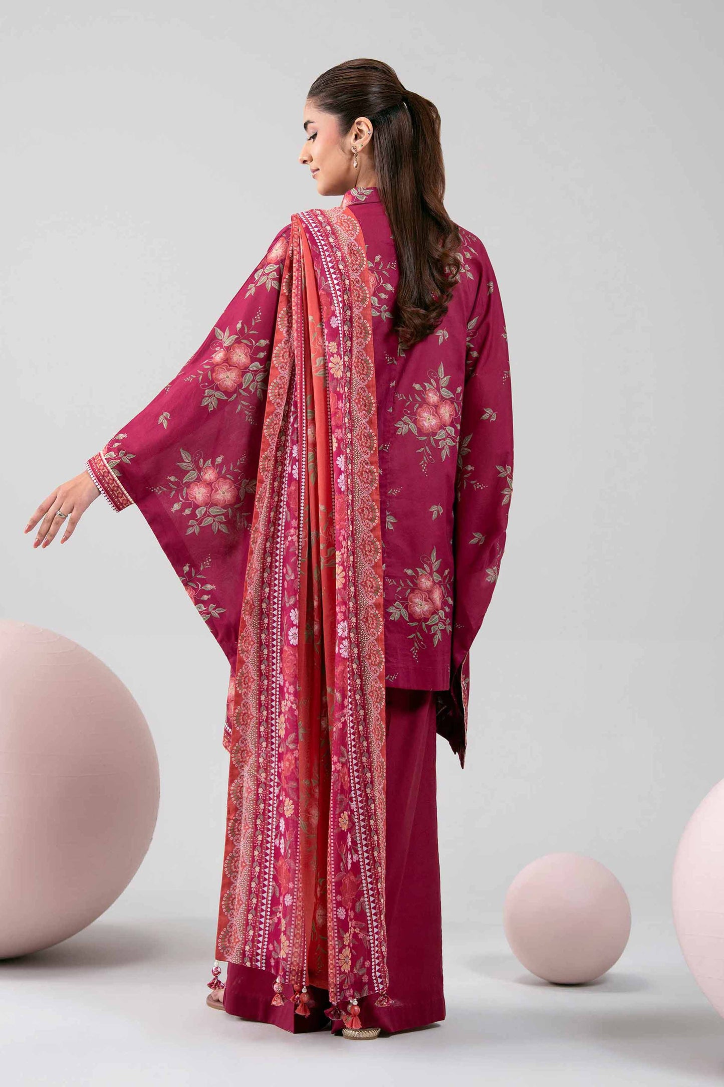 Magenta- Nishat Lawn Printed Unstitched 3-Piece Suit-42602353