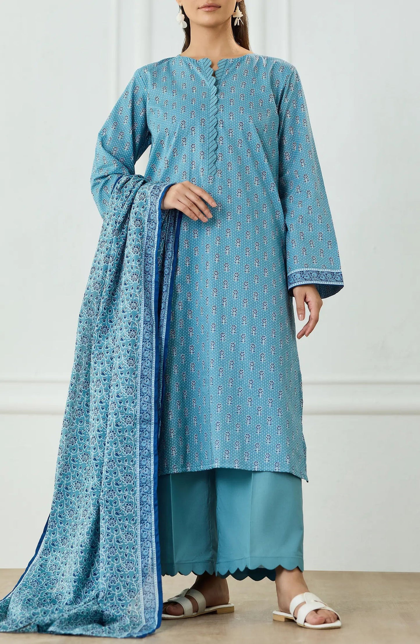 Sky Blue-Orient Lawn Printed Unstitched 3-Piece Suit-OTL-25-497/U SKY BLUE