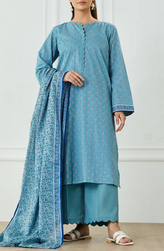 Sky Blue-Orient Lawn Printed Unstitched 3-Piece Suit-OTL-25-497/U SKY BLUE