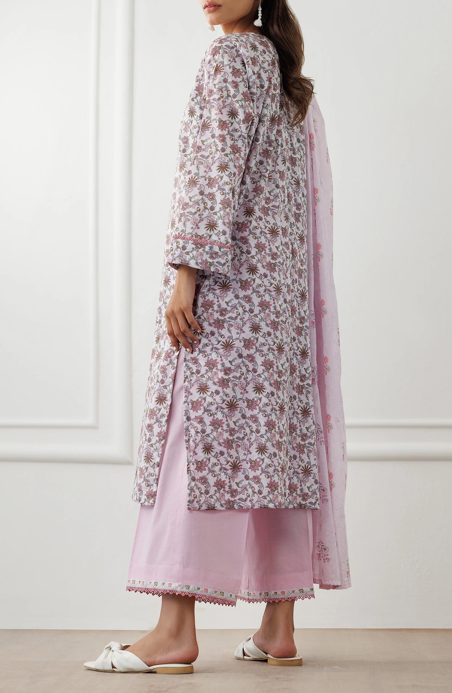 Pink-Orient Lawn Printed Unstitched 3-Piece Suit-OTL-25-021