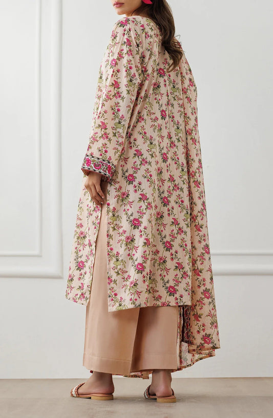 Peach-Orient Lawn Printed Unstitched 3-Piece Suit-OTL-25-319