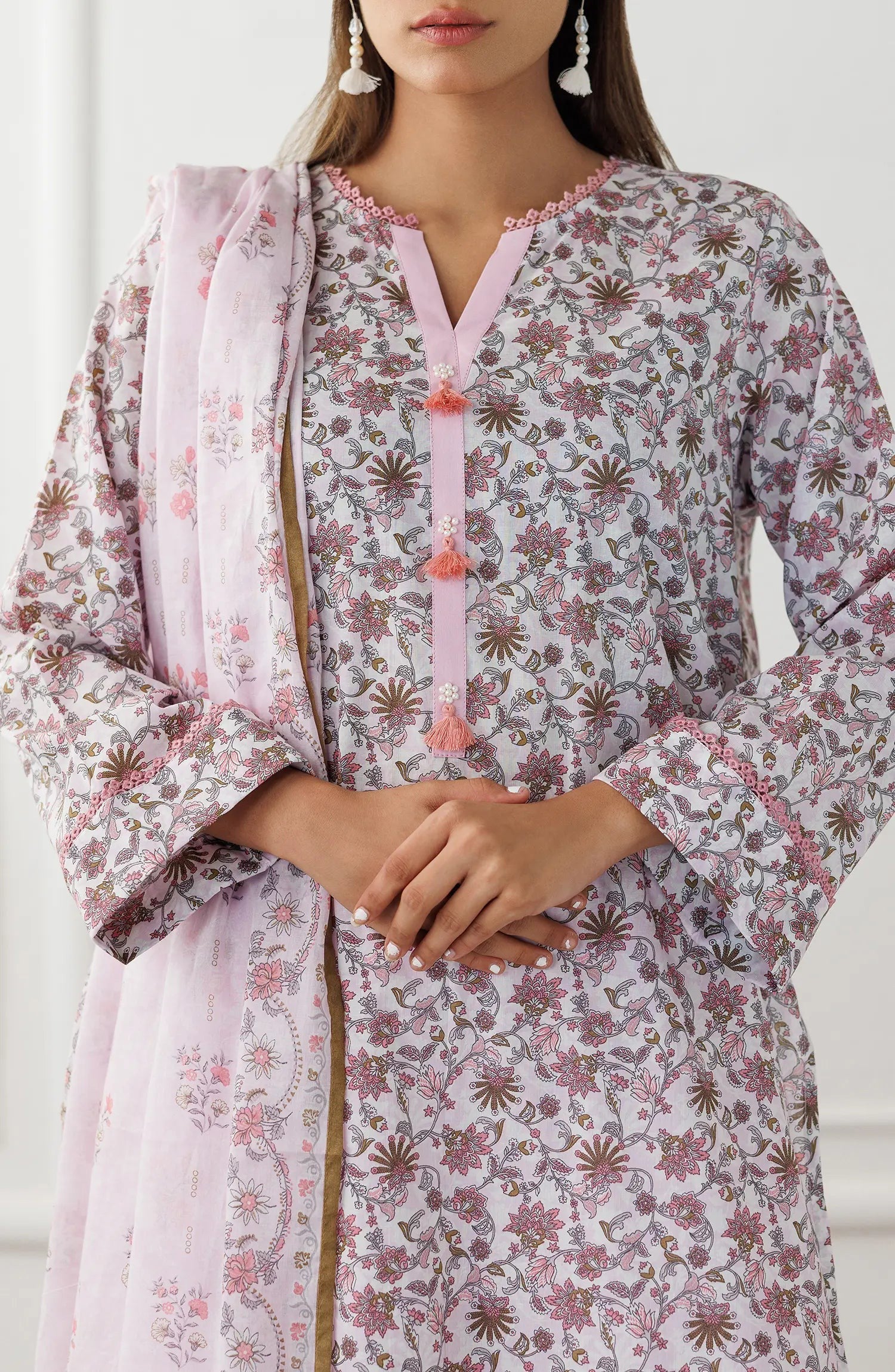 Pink-Orient Lawn Printed Unstitched 3-Piece Suit-OTL-25-021