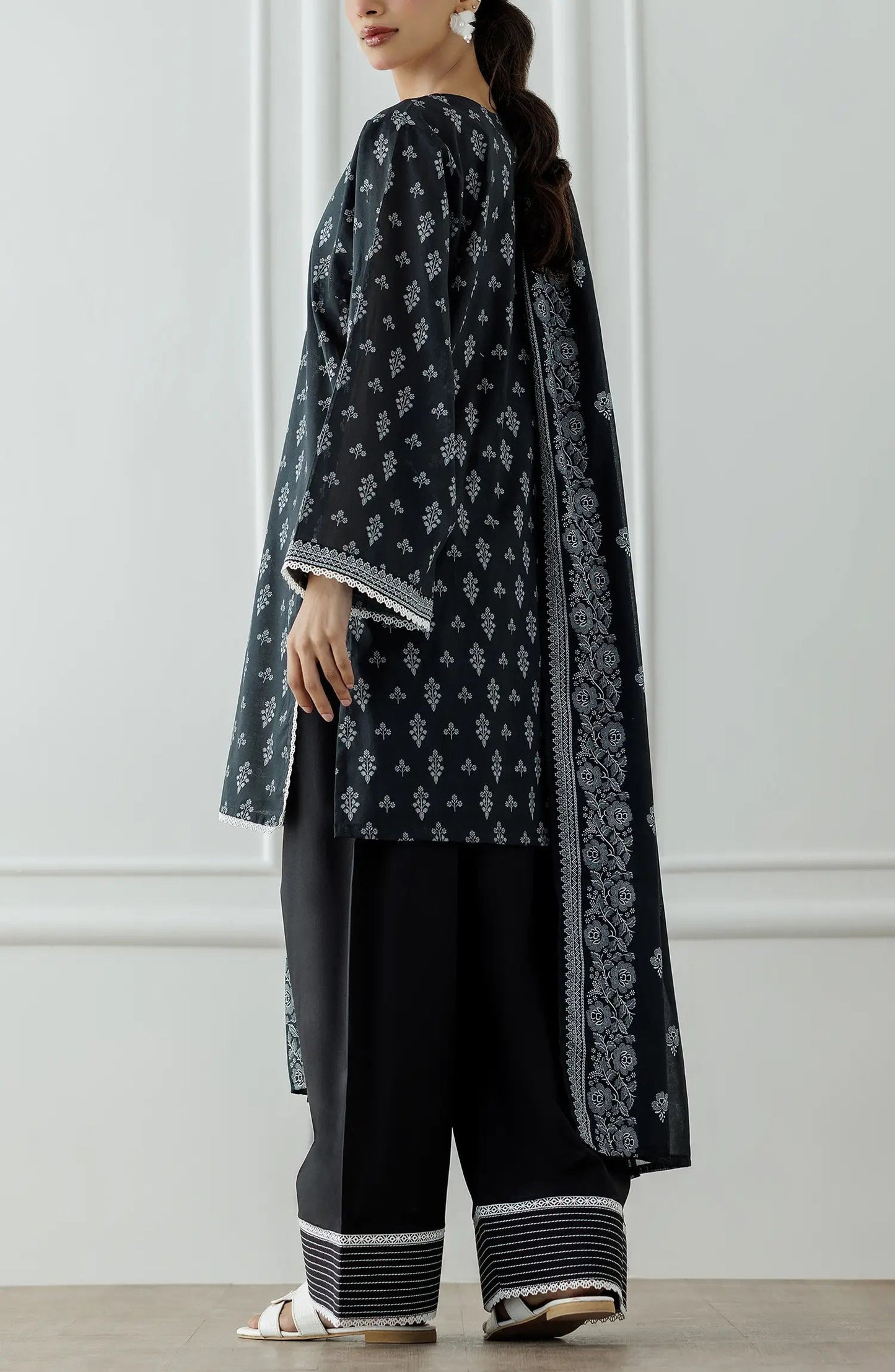 Black -Orient Lawn Printed Unstitched 3-Piece Suit-OTL-25-030