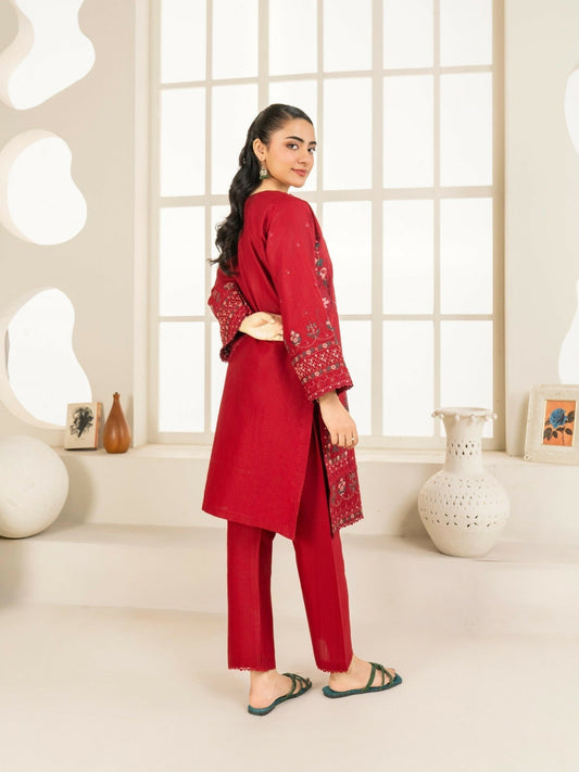 Stylish Collection Aaraish Cotton Embroidered Stitched 2-Piece Suit-Neelum Maroon