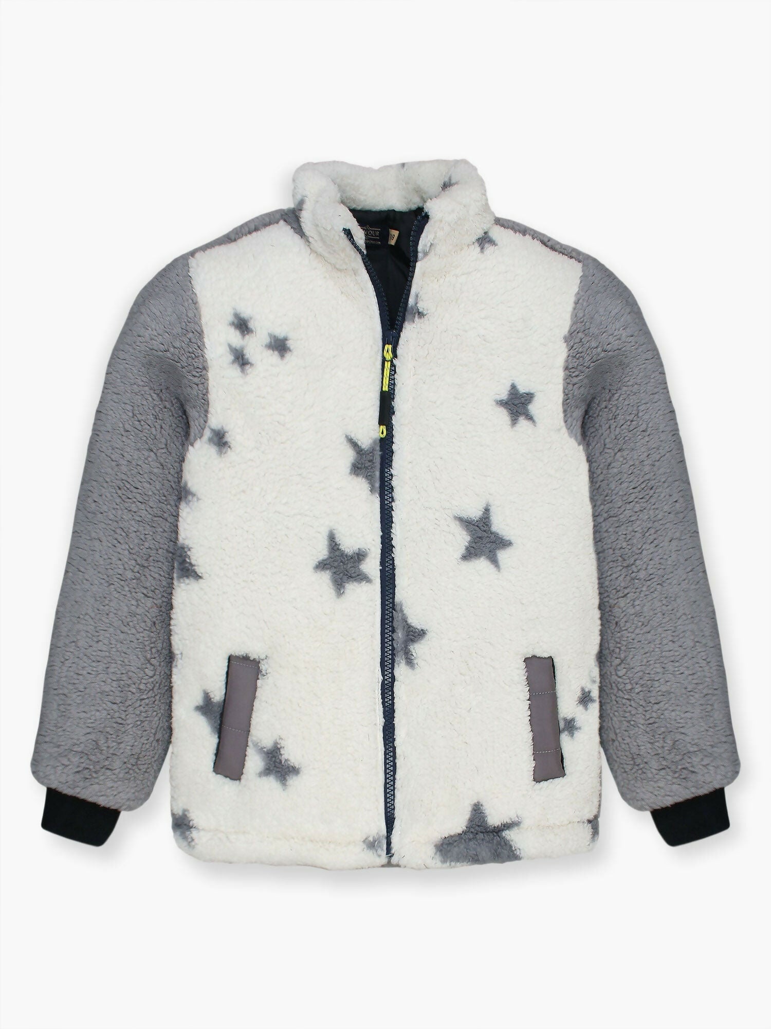 Grey and White Velvour Printed Puffer Jacket-VJ44-B