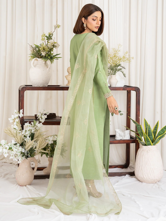 Allure By IH Luxury Pret Raw Silk Embellished Stitched 3-Piece Suit-Fatin
