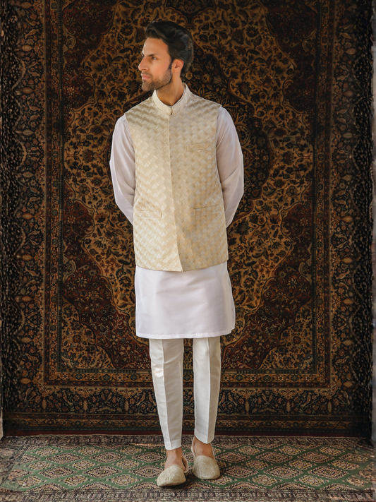 Gem Garments The Sartorial Edit Raw Silk Embroidered Waistcoat-Jahan