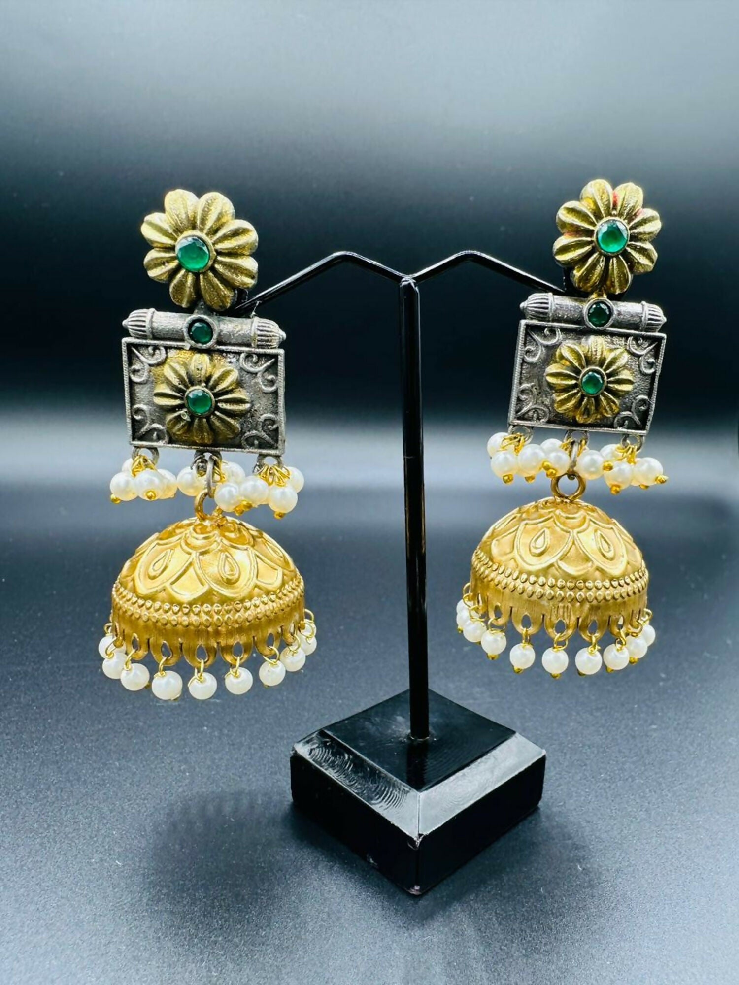 H&A Jewellery Handmade Brass Oxidized Jhumka