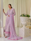 Farooq Hameed Studio Net Embroidered Stitched 3-Piece Suit-Crimson-Dusk
