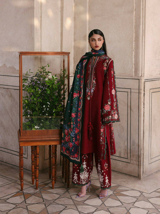 Jugnu By Hussain Rehar Khaddar'25 Embroidered Unstitched 3-Piece Suit-Gulshan
