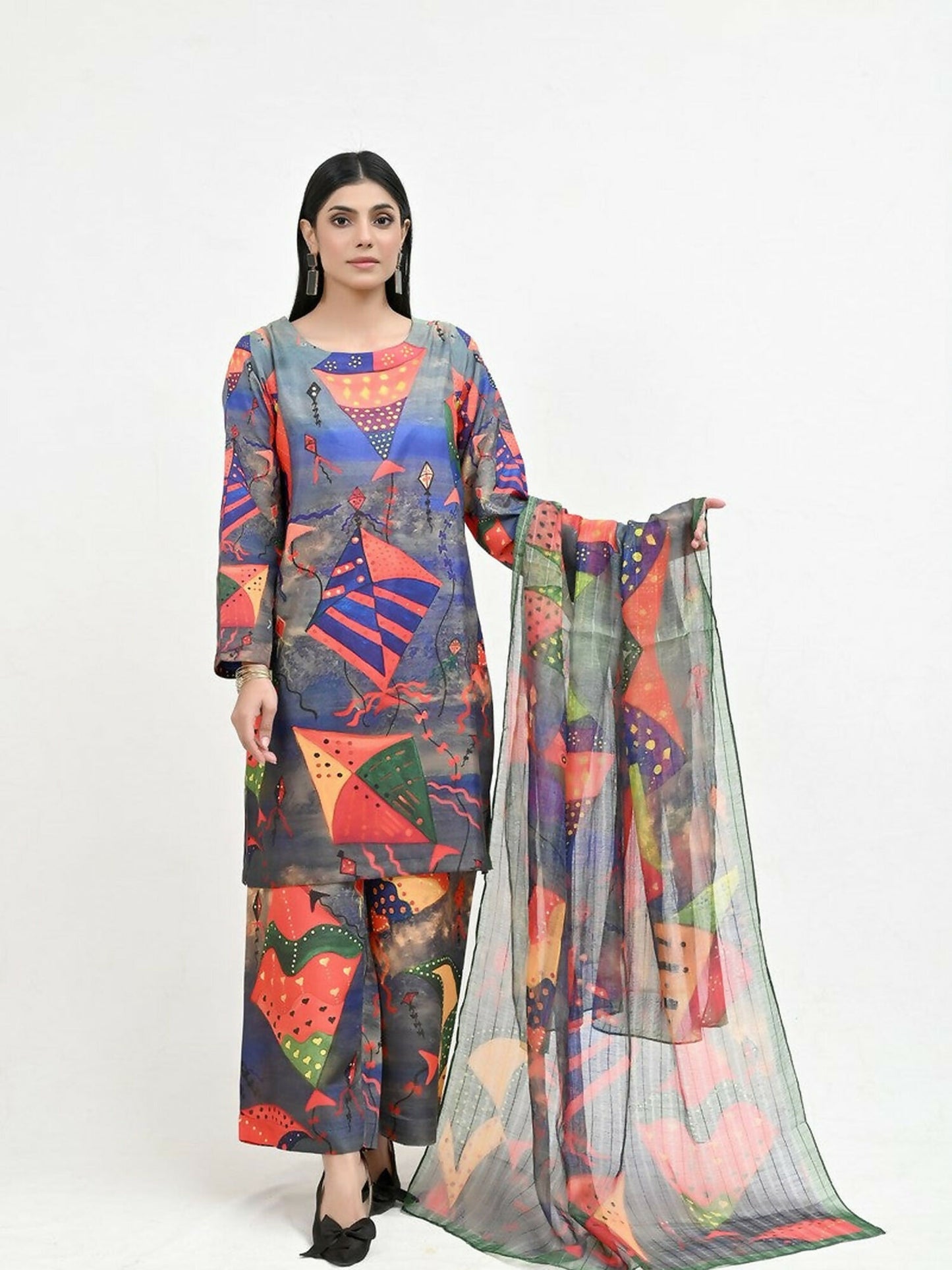 Imran Aftab Basant Mela Raw Silk Printed Unstitched 3-Piece Suit-IARP 05
