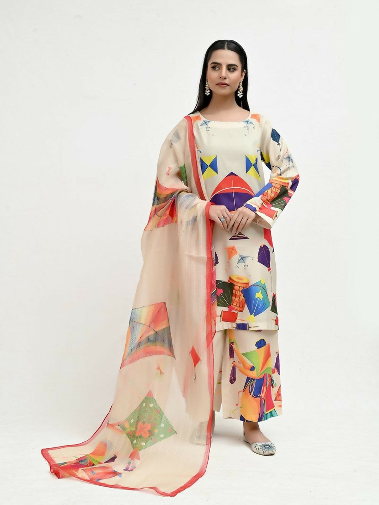 Imran Aftab Basant Mela Raw Silk Printed Stitched 3-Piece Suit-IARP 09