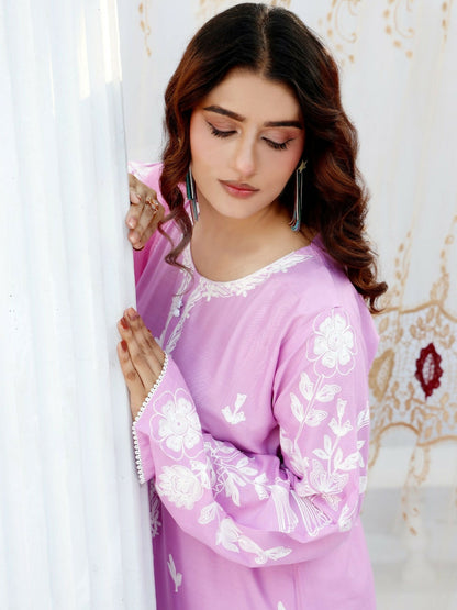 RB Pret & Couture Linen Embroidered Stitched 3-Piece Suit-03