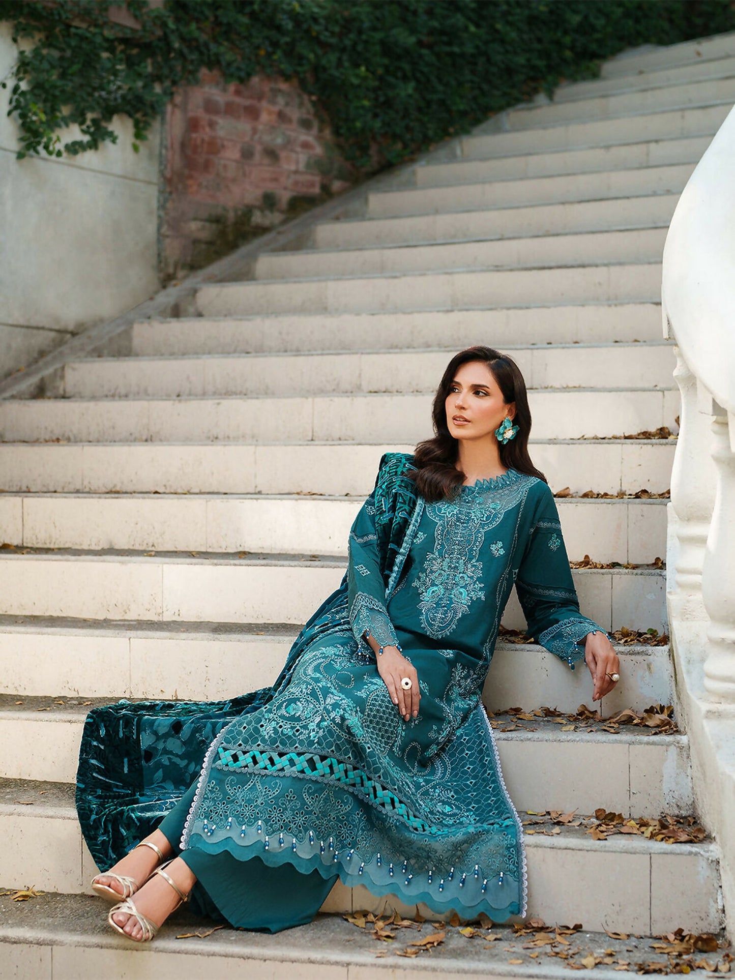 Parishay Panache Winter Corduroy Embroidered Unstitched 3-Piece Suit-PNE-14