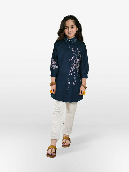 Velvour Girls Cotton Embroidered Stitched Tunic-VG65-A