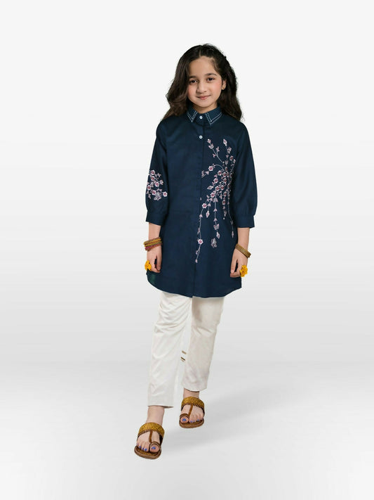 Velvour Girls Cotton Embroidered Stitched Tunic-VG65-A