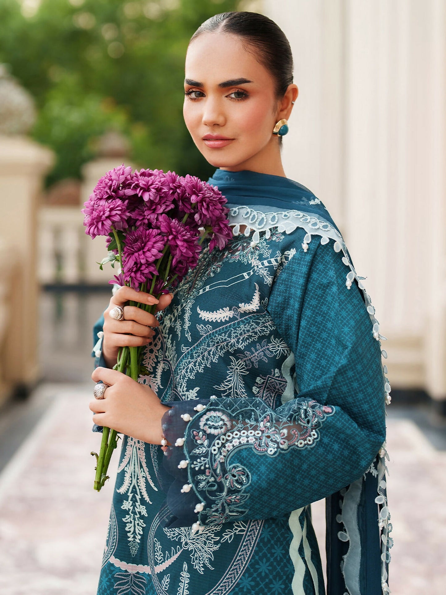 Parishay Ivy Bloom Viscose Embroidered Stitched 3-Piece Suit-IW-09