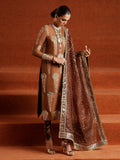 Hussain Rehar Luxury Pret'23 Raw Silk Embellished Stitched 3-Piece Suit-Marrom