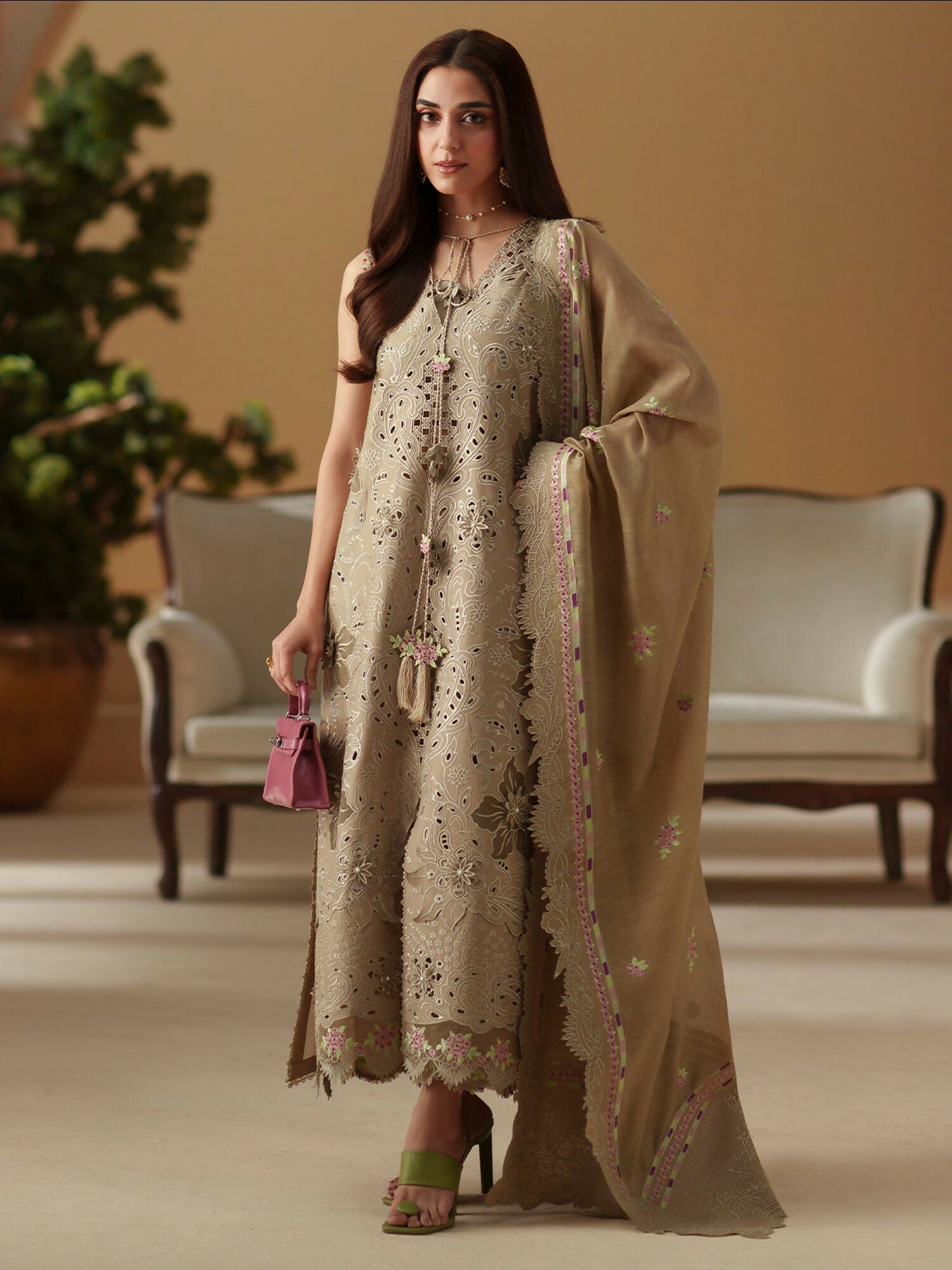 Binilyas Mashriq Luxury Lawn'26 Embroidered Unstitched 3-Piece Suit-D-113-A