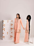 Shurooq Echoes In Bloom Silk Embellished Stitched 3-Piece Suit-Blush Dawn